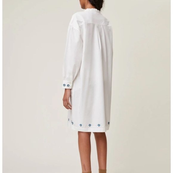 Moismont Maelle Dress N°735 Poplin White - Flower embroidery - Picture 10 of 11